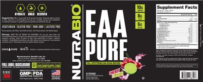 NutraBio EAA Pure Cherry Limeade source label used in the packaging illustration