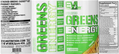 Evlution Nutrition Stacked Greens Energy Mango product packaging
