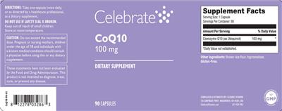 Celebrate CoQ10 100 mg source label used in the packaging illustration