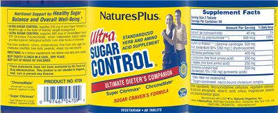 NaturesPlus Ultra Sugar Control source label used in the packaging illustration
