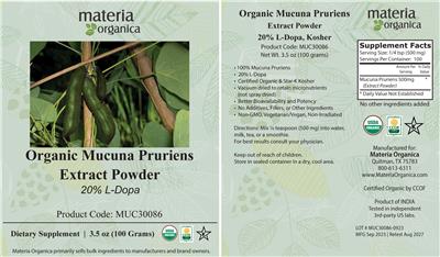 Materia Organica Organic Mucuna Pruriens Extract Powder product packaging