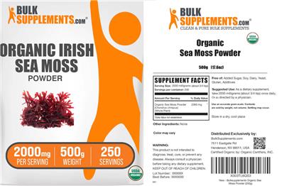 BulkSupplements.com Organic Sea Moss Powder 2000 mg product packaging