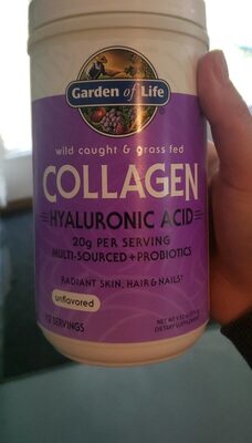 Garden of Life Collagen Hyaluronic Acid 20 g Unflavored source label used in the packaging illustration