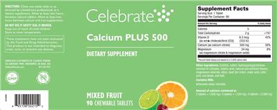 Celebrate Calcium PLUS 500 Mixed Fruit source label used in the packaging illustration