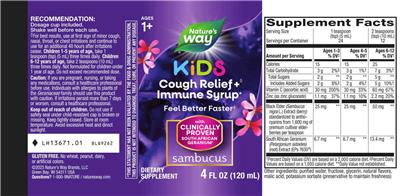 Nature's Way Sambucus Kids Cough Relief+ Immune Syrup product packaging