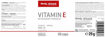 Body Attack Sports Nutrition Vitamin E 134 mg product packaging