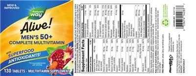 Nature's Way Alive! Men's 50+ Complete Multivitamin source label used in the packaging illustration
