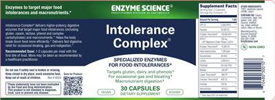 Enzyme Science Intolerance Complex source label used in the packaging illustration