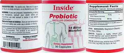 Inside Probiotic 15 Billion Microflora source label used in the packaging illustration