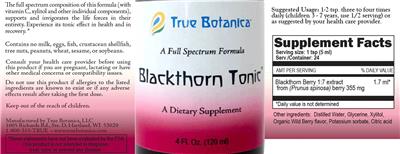 True Botanica Blackthorn Tonic source label used in the packaging illustration