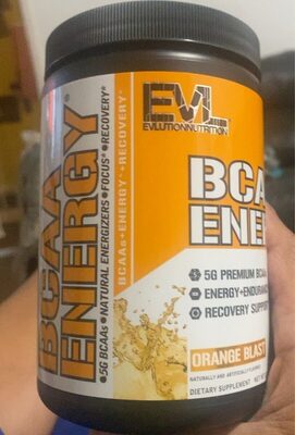 Evlution Nutrition BCAA Energy Orange Blast source label used in the packaging illustration