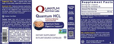 Quantum Nutrition Labs Quantum HCL source label used in the packaging illustration