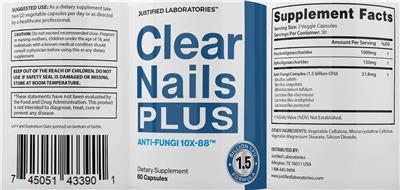 Justified Laboratories Clear Nails Plus product packaging