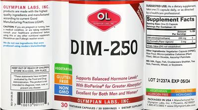 OL Olympian Labs DIM-250 product packaging