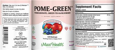 Maxi Health Pome-Green source label used in the packaging illustration