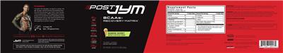 JYM Supplement Science Post JYM BCAAs+ Recovery Matrix Rainbow Sherbet source label used in the packaging illustration