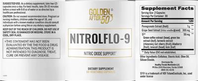 Golden After 50 Nitrolflo-9 source label used in the packaging illustration