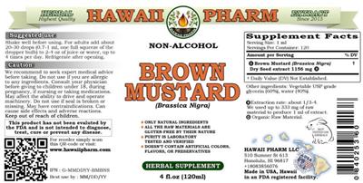 Hawaii Pharm Brown Mustard Non-Alcohol source label used in the packaging illustration