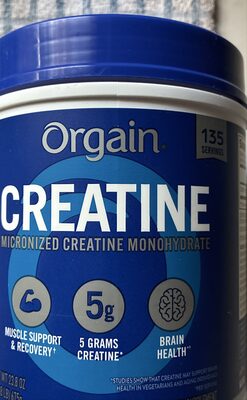 Orgain Creatine Unflavored source label used in the packaging illustration