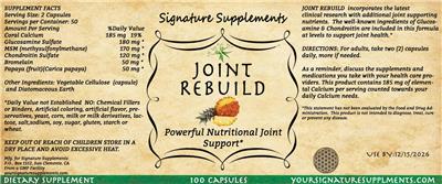 Signature Supplements Joint Rebuild source label used in the packaging illustration