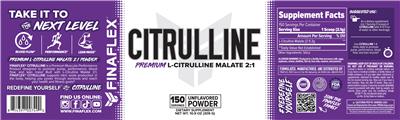 FINAFLEX Citrulline Unflavored Powder source label used in the packaging illustration
