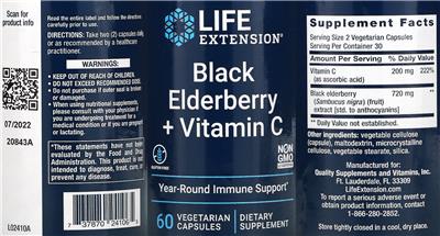 Life Extension Black Elderberry + Vitamin C product packaging