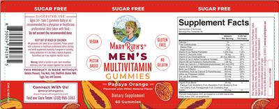 Mary Ruth's Men's Multivitamin Gummies Papaya Orange source label used in the packaging illustration