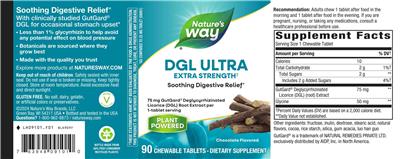 Nature's Way DGL Ultra 75 mg Chocolate Flavored product packaging