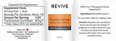 Revive Frankincense (Boswelia carterii) source label used in the packaging illustration