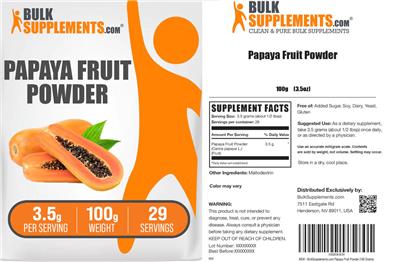 BulkSupplements.com Papaya Fruit Powder 3.5 g product packaging