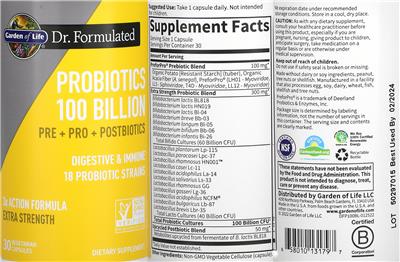 Garden of Life Dr. Formulated Probiotics 100 Billion product packaging