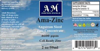 AM Angstrom Minerals Ama-Zinc source label used in the packaging illustration