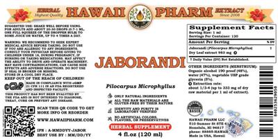 Hawaii Pharm Jaborandi product packaging