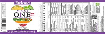 Bluebonnet Maxi One Iron-Free source label used in the packaging illustration