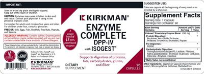 Kirkman Enzyme Complete DPP-IV with Isogest source label used in the packaging illustration