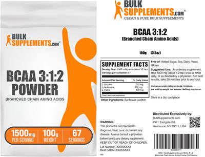 BulkSupplements.com BCAA 3:1:2 Powder 1500 mg source label used in the packaging illustration