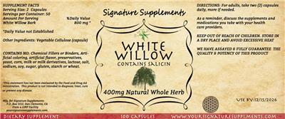 Signature Supplements White Willow 400 mg product packaging
