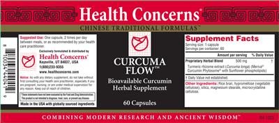 Health Concerns Curcuma Flow source label used in the packaging illustration