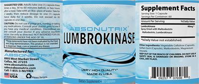 Absonutrix Lumbrokinase source label used in the packaging illustration
