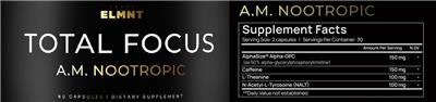 Terra ELMNT Total Focus A.M. Nootropic source label used in the packaging illustration