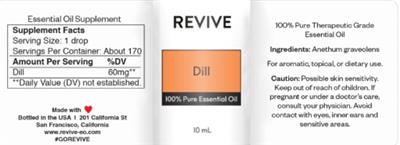 Revive Dill source label used in the packaging illustration