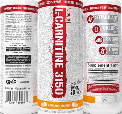 Rich Piana 5% Nutrition Liquid L-Carnitine 3150 Mandarin Orange product packaging