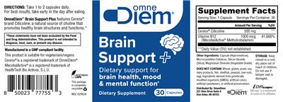 OmneDiem Brain Support + product packaging