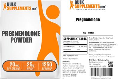 BulkSupplements.com Pregnenolone Powder 20 mg product packaging