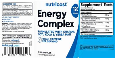 Nutricost Energy Complex source label used in the packaging illustration