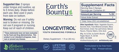 Earth's Bounty Longevitrol product packaging