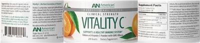 AN American Nutriceuticals Vitality C source label used in the packaging illustration
