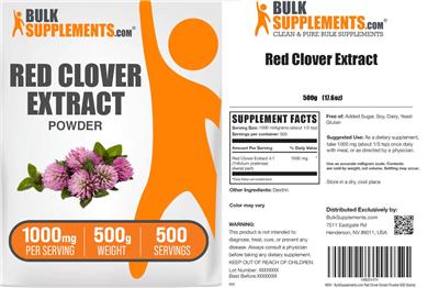BulkSupplements.com Red Clover Extract Powder 1000 mg product packaging