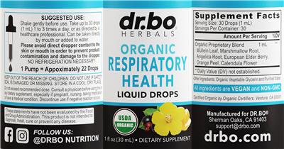 dr.bo HERBALS Organic Respiratory Health Liquid Drops product packaging