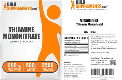 BulkSupplements.com Thiamine Mononitrate Vitamin B1 Powder 200 mg product packaging